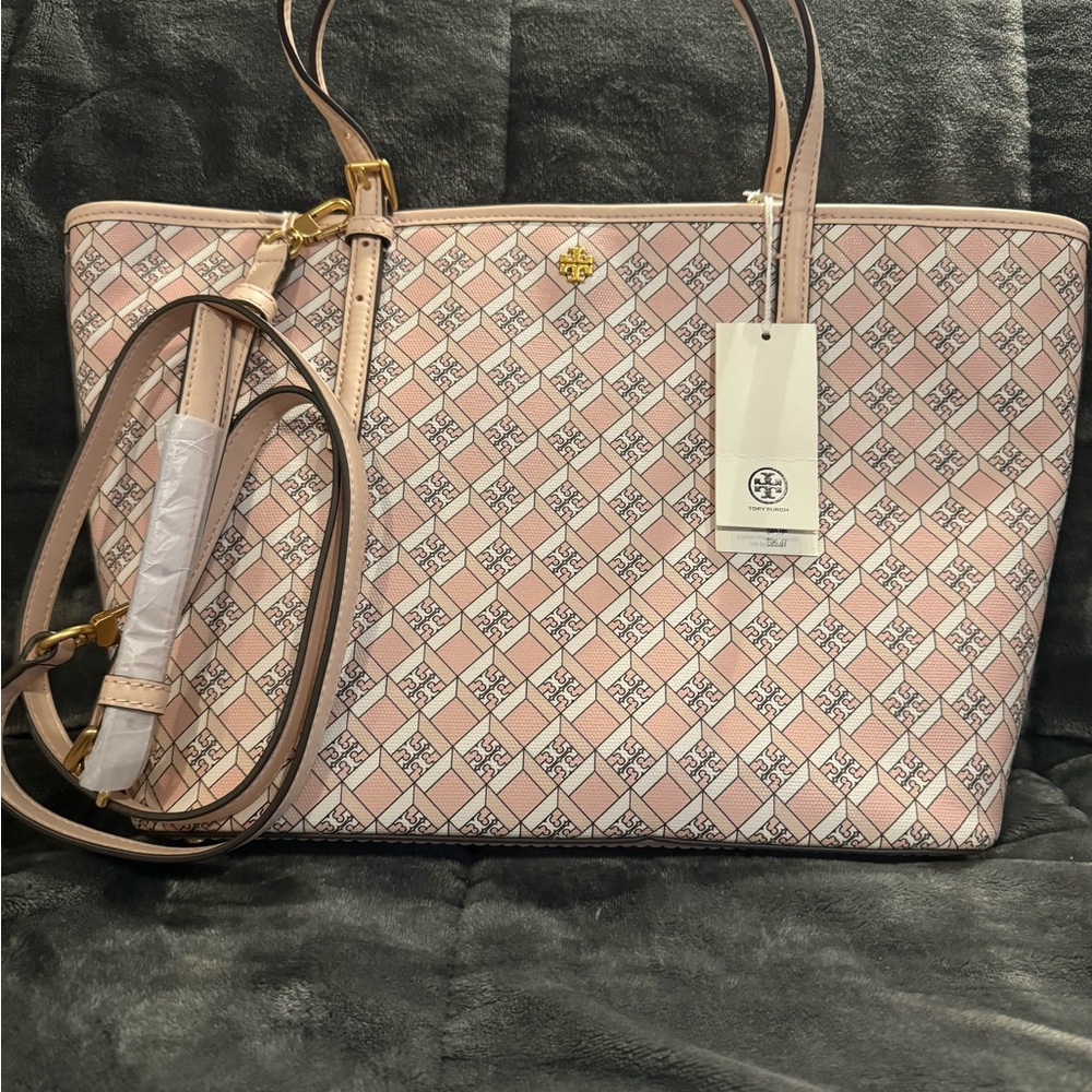 Tory burch GEO logo mini zip top tote